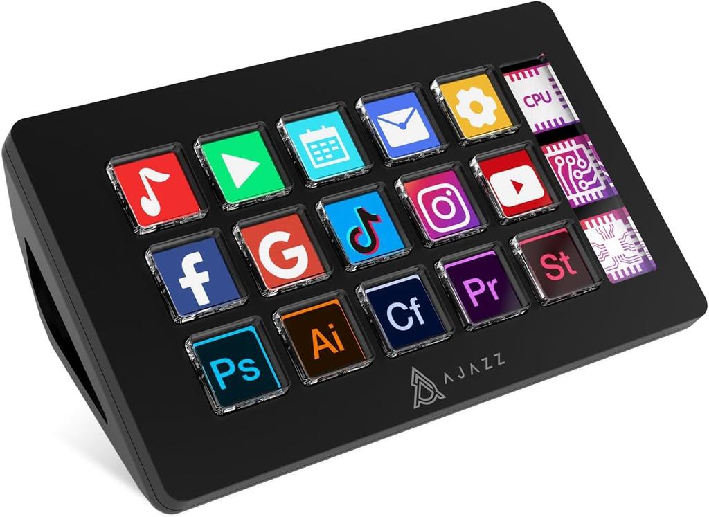 MAMBASNAKE x AJAZZ AKP153 Studio Stream 15 Macro Trigger Actions in Apps and Software Like Custom Console for Live Video Deck, Controller, Keys, OBS,