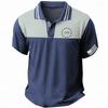 Stylish Marble Argyle Pattern Short Sleeve Polo Shirt, Perfect for Daily Wear.