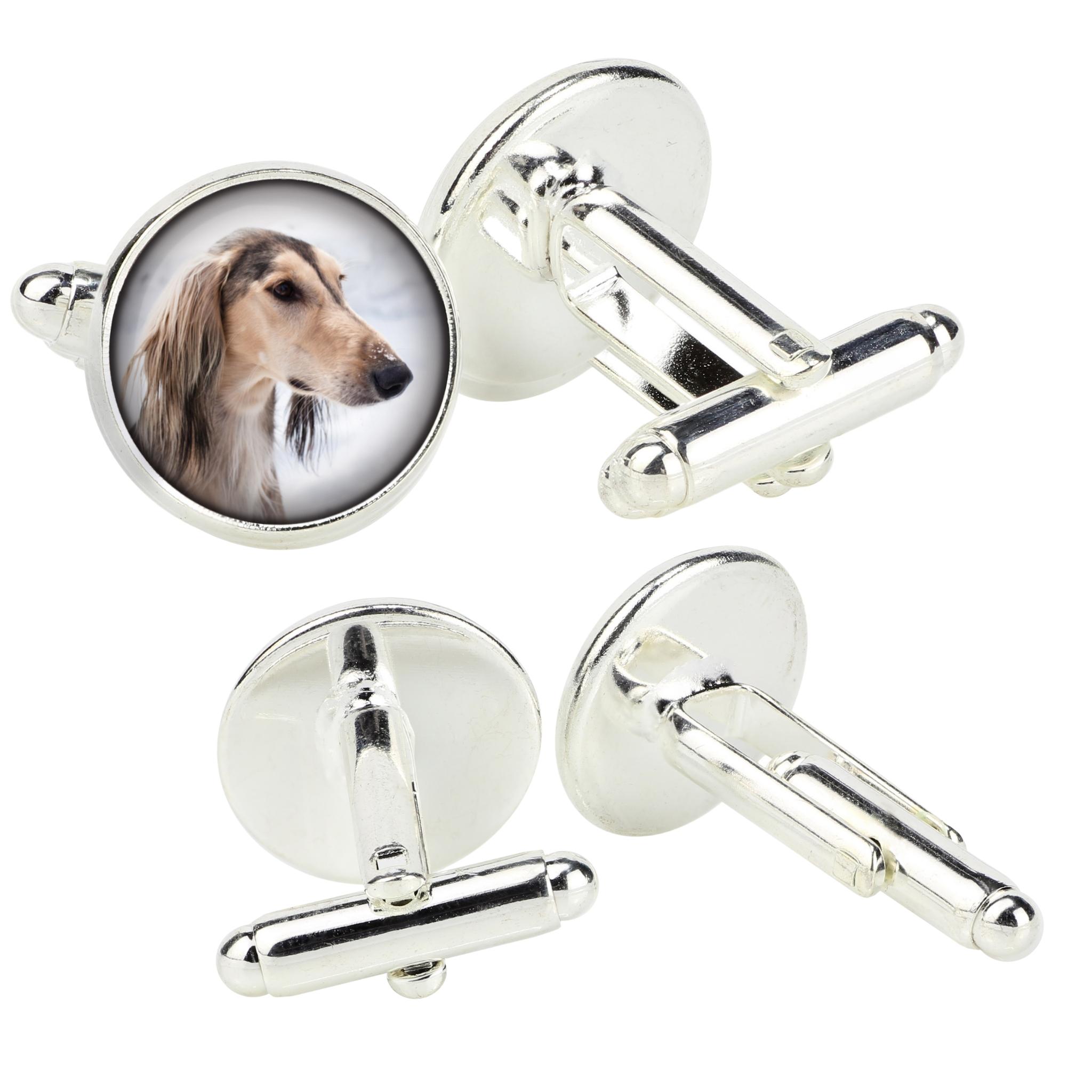 

Saluki, Persian Greyhound, Arabian hound, Gazelle hound - cufflinks in a box, handmade jewelry, product of the Art-Dog brand срібний