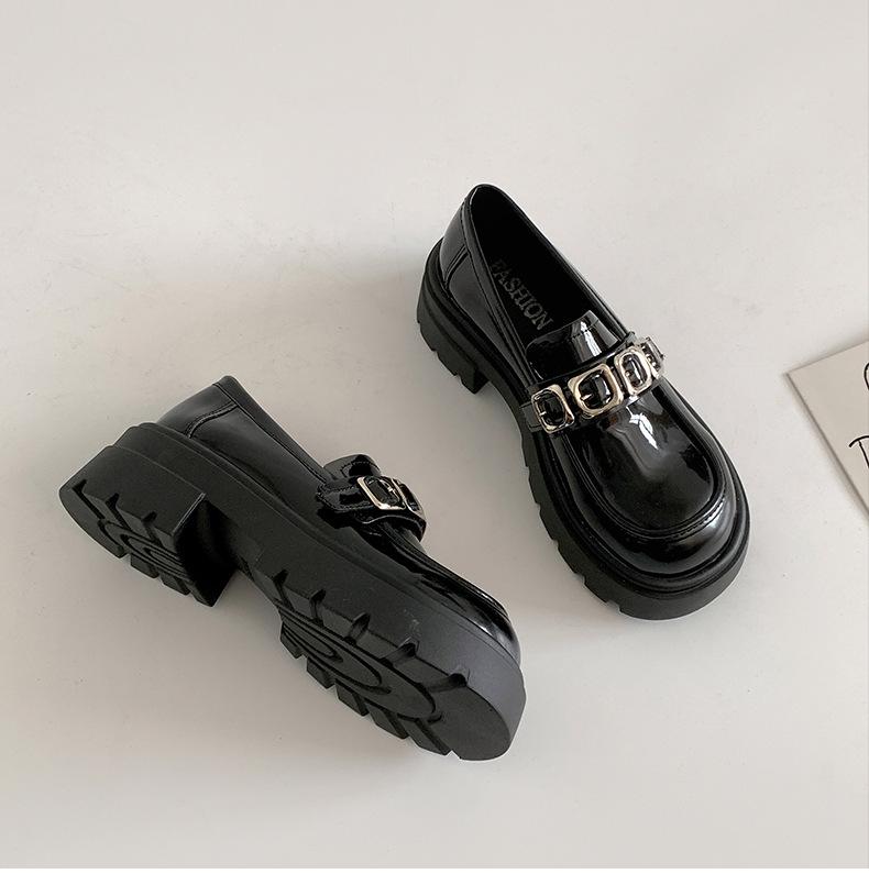 Brown British Style Thick Heel Platform Small Leather Shoes Women's 2025 New Autumn and Winter Versatile Height Increase One Pedal Loafers