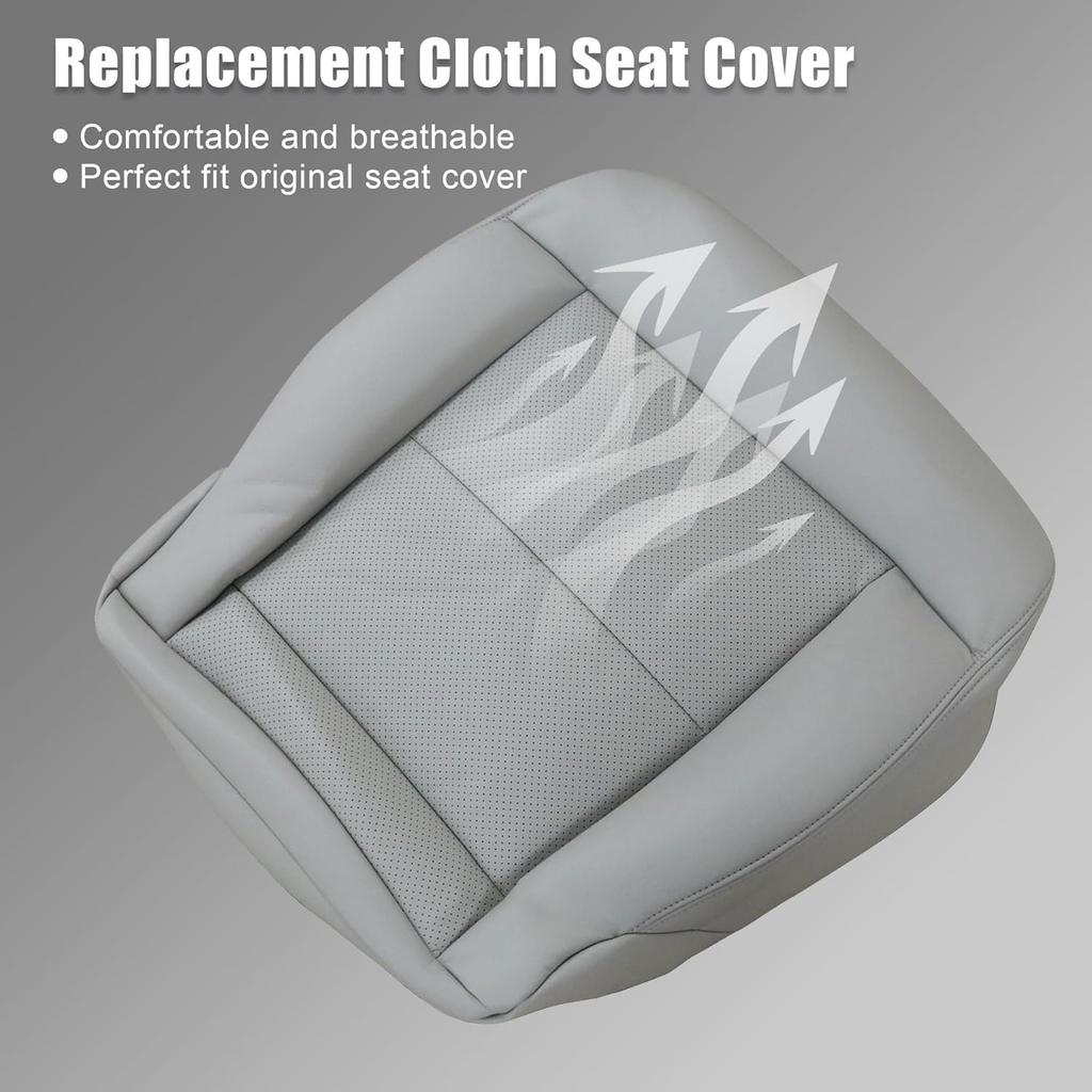 GXARTS Gray Leather Driver Side Bottom Replacement Seat Cover Compatible with Mercedes Benz E200 E250 E300 E350 2010 2011 2012 2013 2014