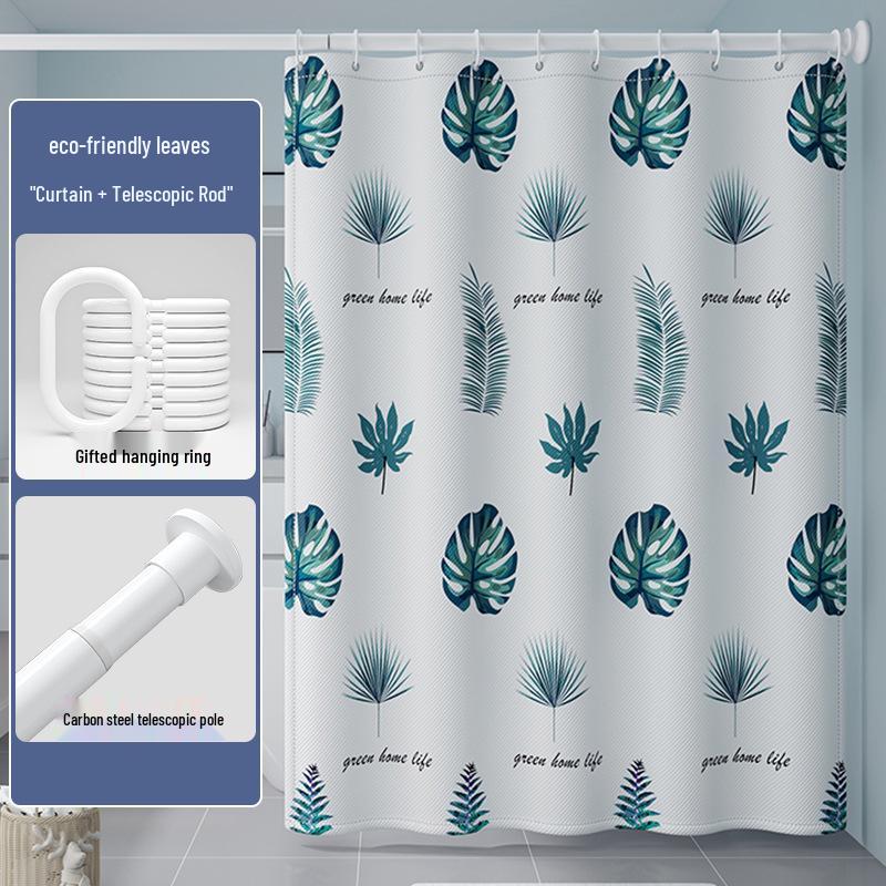 High-End Minimalist Floral Shower Curtain Set: Lazy-Style, Thickened, Waterproof, Mildew & Wrinkle Resistant.