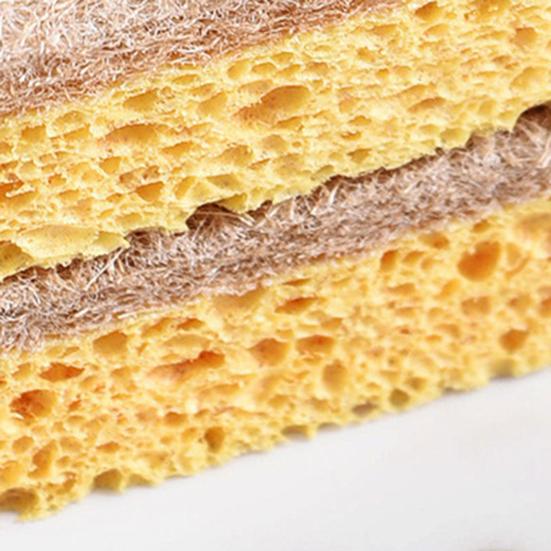 5Pcs Durable Cleaning Sponge Efficient Cotton Pulp Portable Oil-resistant Dishwashing Pad for Home