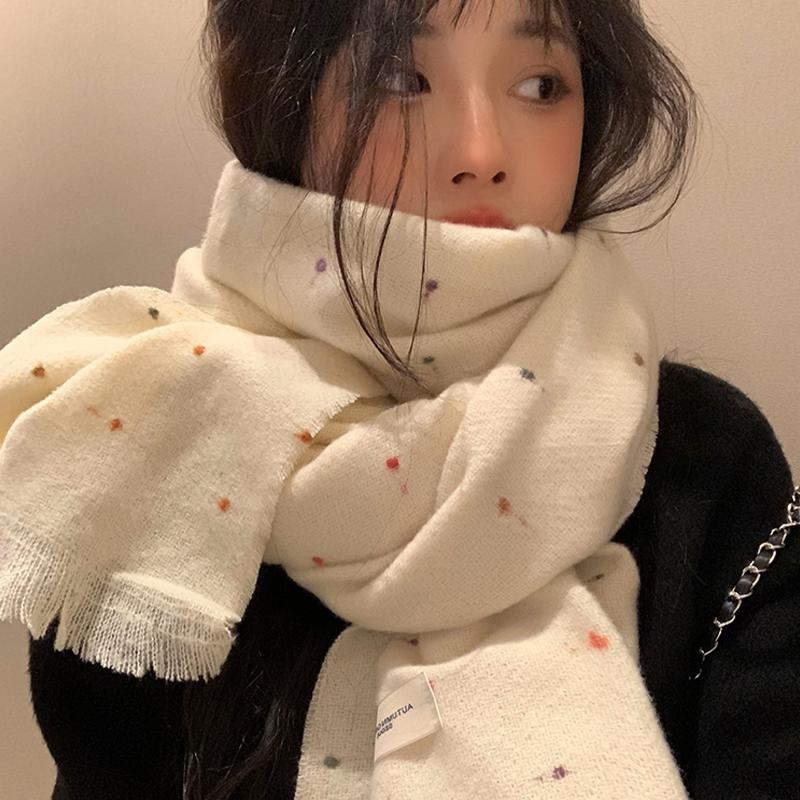 Autumn/Winter Style Women'S Scarf Korean Style Versatile Thickened Shawl Warm Neck Warmer
