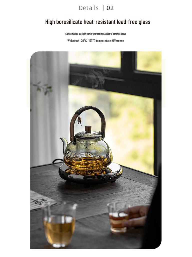 Elektrická keramická skleněná konvice se zvedacím uchem - Dvojí použití pro vaření v páře a var