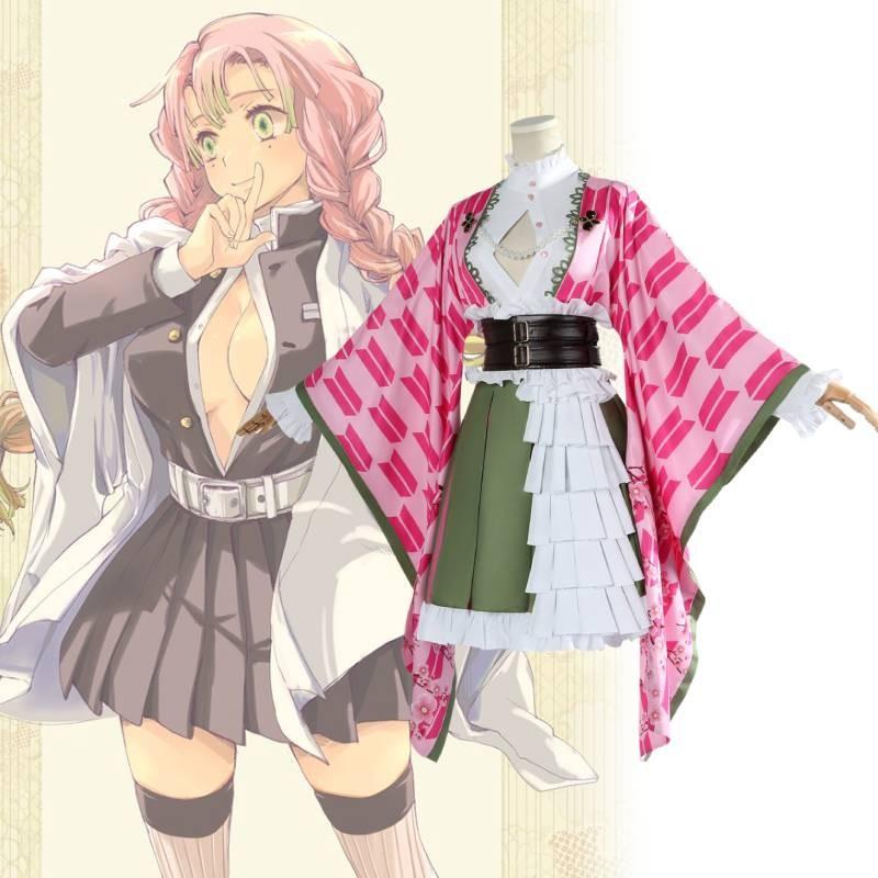 Slayer Demon Kanroji Mitsuri Clothing Cosplay Anime Party Costume Suit Perform