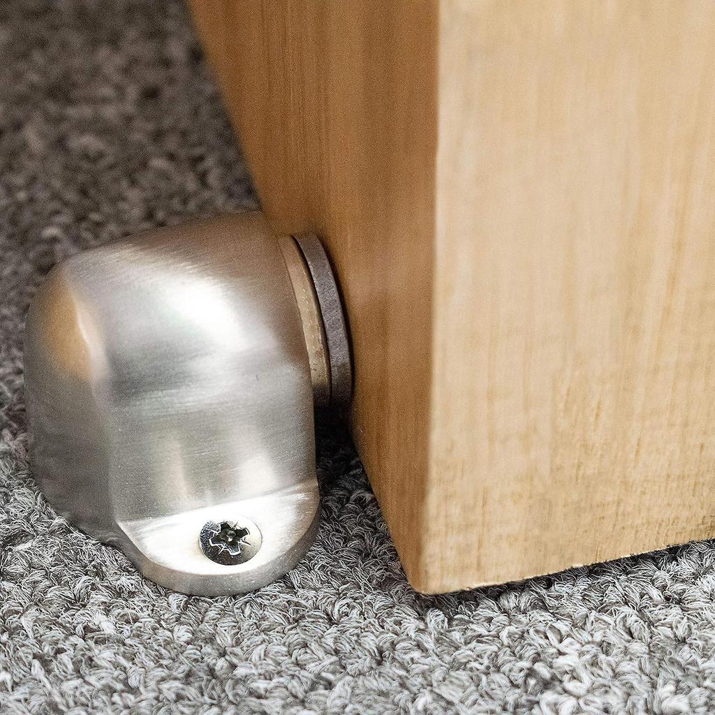 Brushed Metal Floor Mounted Magnetic Door Stopper