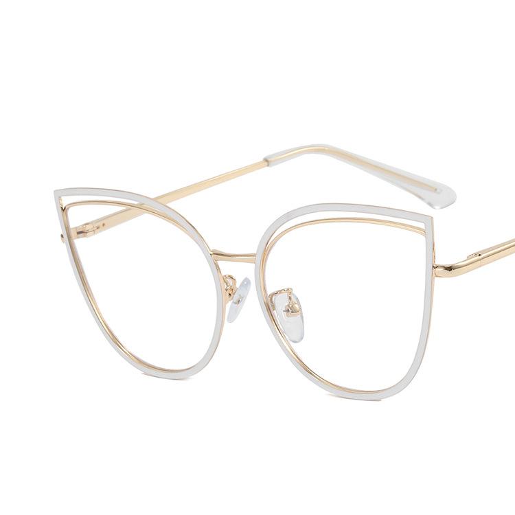 Women's Glasses Anti-Blue Light Fashion Retro Characteristic Artistic Hollow Cat's Eye Plain Glasses Student Commuter Street Shooting Travel Glasses