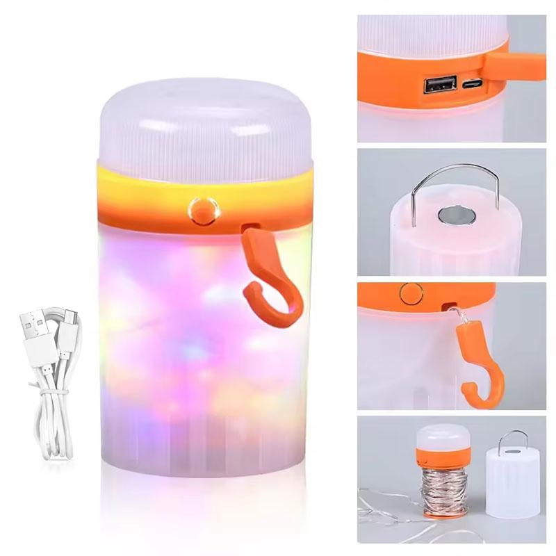 USB 2-in-1 Outdoor Camping String Lights Rechargeable Portable Tent Lamp RGB Atmosphere Hiking Night Light for RVs Campers оранжевый