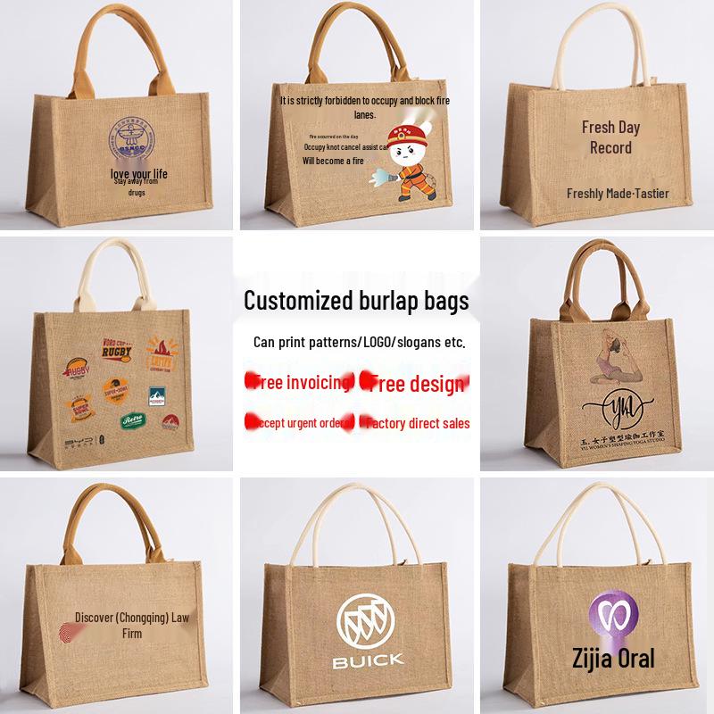 Muji Jute-Style Customizable Tote Bag - Film-Coated, Blank Linen for DIY Hand-Painting