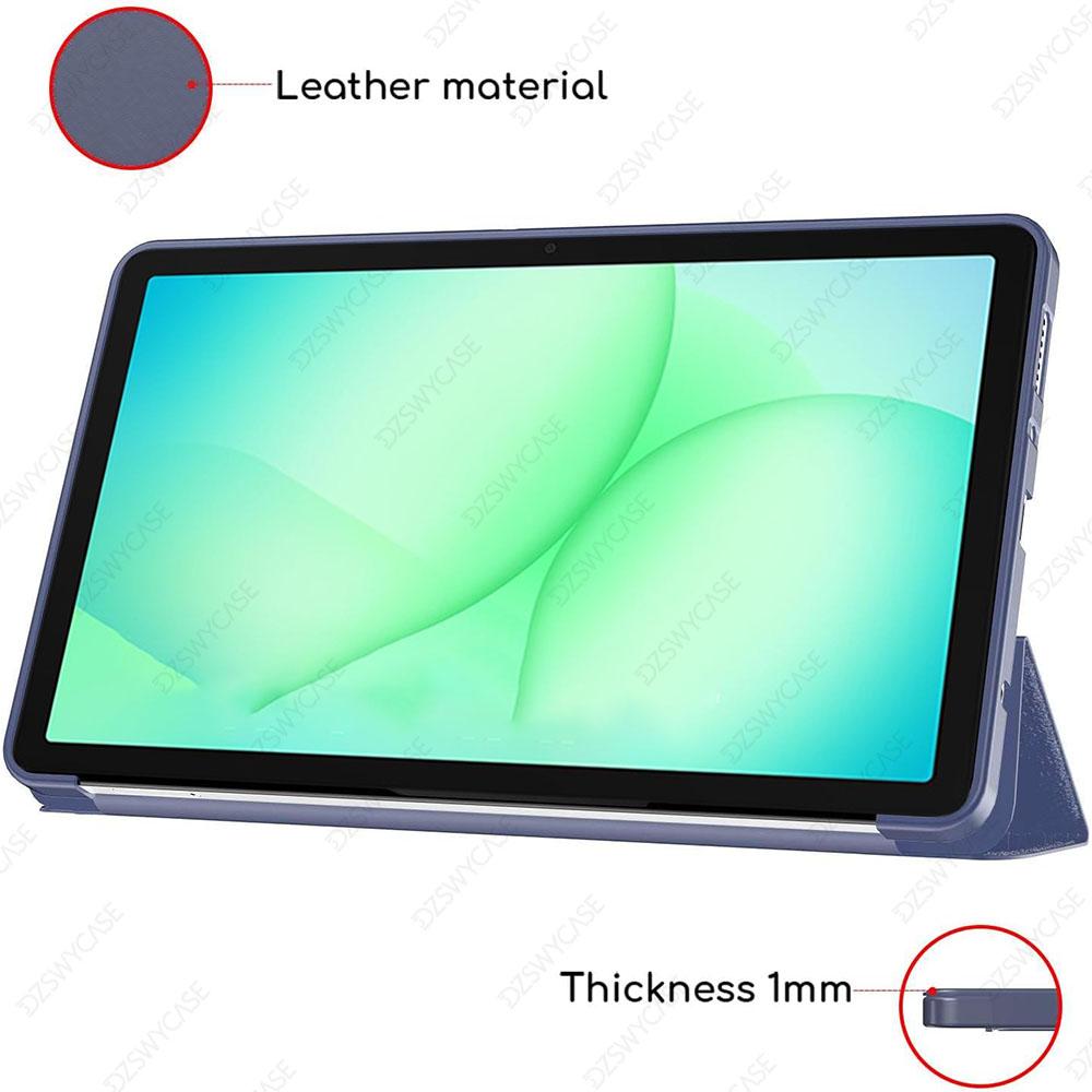 Silikonowe Etui do Samsung Galaxy Tab A9/A11 8,7 cala SM-X110 X130, Smukłe Etui z Klapką i Trójwarstwowym Stojakiem, Wsparcie Automatycznego Uśpienia/Wybudzania