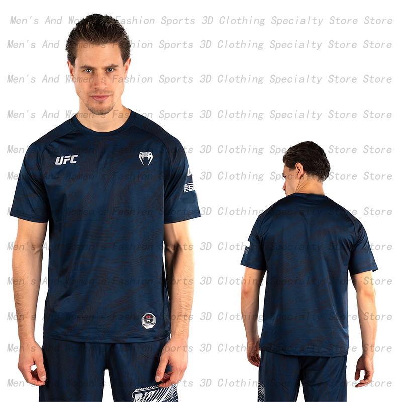 UFC World Boxing T-shirt Fighting Wrestling Match Top 3D Quick Drying Boxing Suit Men's and Women's Extreme Sports Short Sleeves