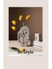 Retro Wabi-Sabi Clay Ceramic Face Sculpture Vase for Home Decoration