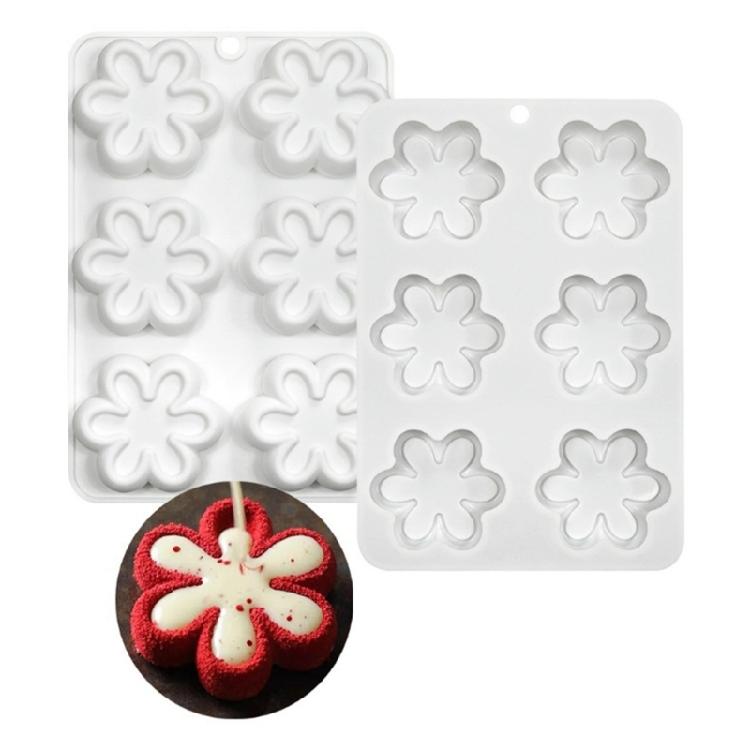6-cavity Six Petals Flower Silicone Mold Mousse Cake Decorating Baking Tool