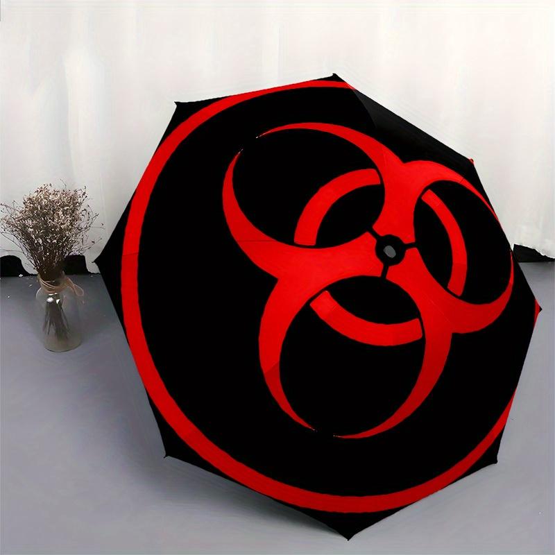 1pc Biohazard Symbol Umbrella with Plastic Handle,Suitable for All Seasons Home Travel Outdoor UmbrellaM907
