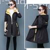 Autumn and Winter Plus Velvet Mid-length Overcoat Women's Slim  All-match Hooded Parka Jacket Female Flocking Trench Coat