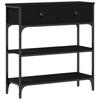 Industrial Console Table with Shelf Black Oak Effect 72.5 X 25 X 75 Cm