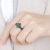 Luxury New Retro Gemstone Gun Black Ring, Inlaid with Green Zircon Ring, European and American Fashion Women's Jewelry