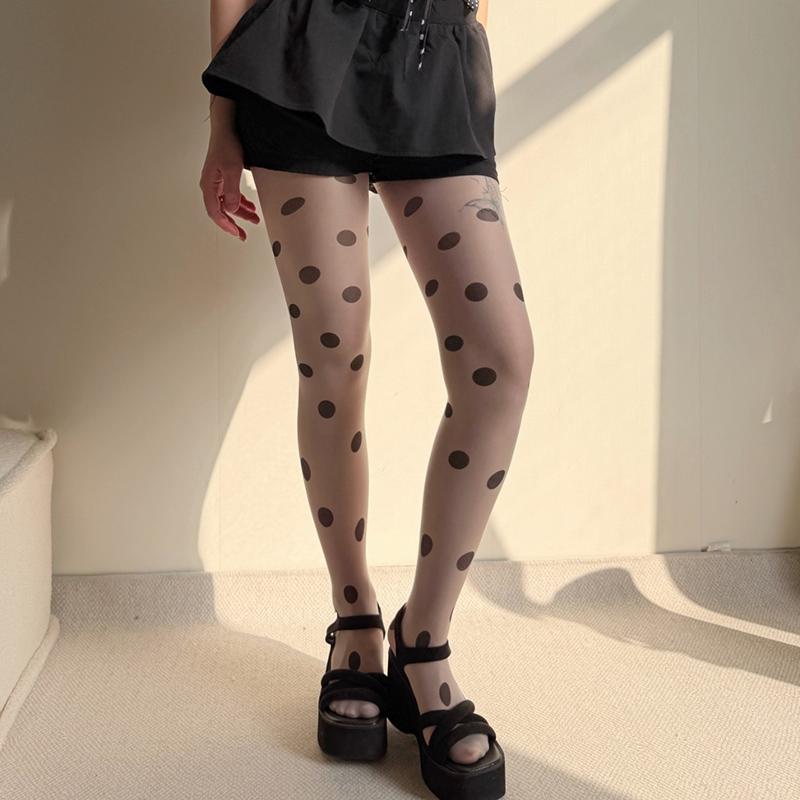 Y2K Polka Dot Stockings Women Tights With Polka Dot Print 2026 Summer 30D Ultra-thin Translucent Spicy Girl Sheer Pantyhose