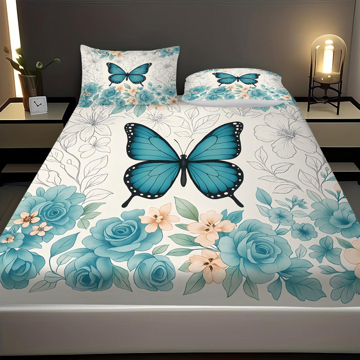 

3Pcs Dreamy Beautiful Butterfly Printed Coreless Bed Sheet Set In Multiple Size Comfortable Bed Cover Bedroom Bedding Decoration 90x191