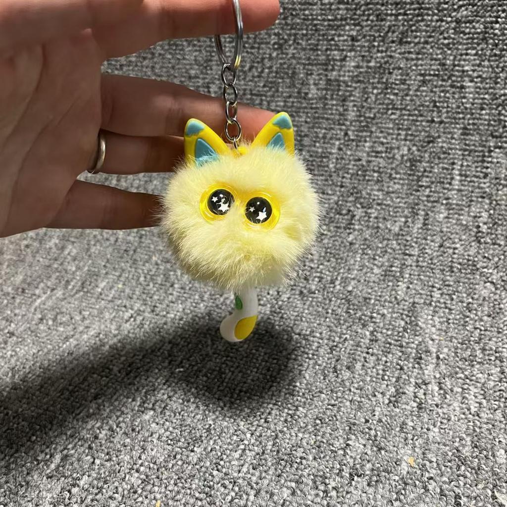 Cartoon Hairball Cat Pendant Decorative Cute Elf Small Briquettes Keychain Kawaii Plush Cat Plush Ball Key Chain Women Men