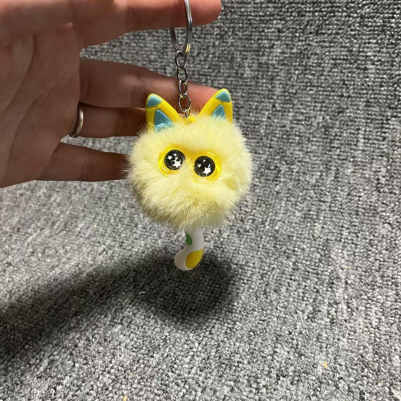 Cartoon Hairball Cat Pendant Decorative Cute Elf Small Briquettes Keychain Kawaii Plush Cat Plush Ball Key Chain Women Men