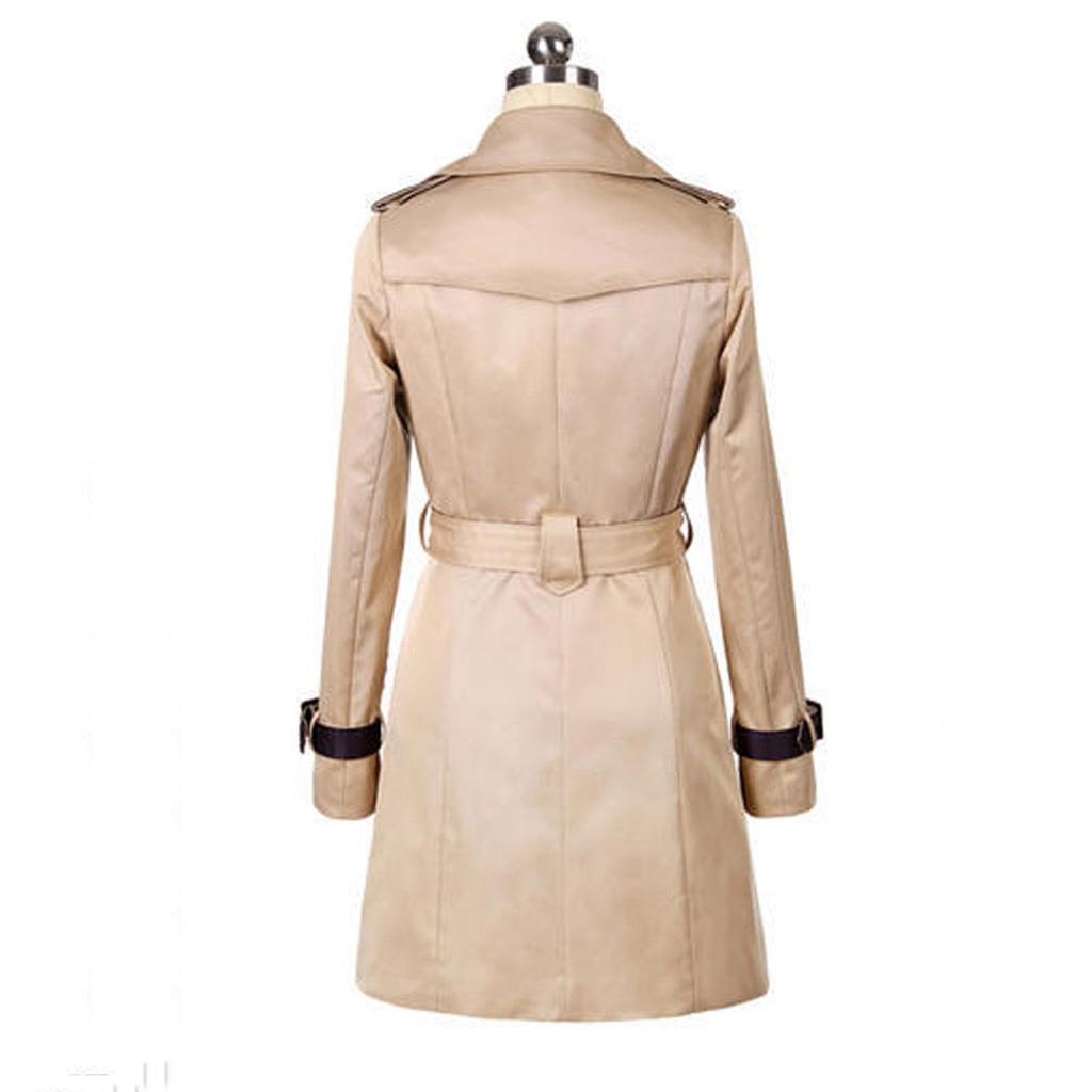 Fashion Women Winter Autume Buttons Back Bow Bandgae Windbreaker Jacket Coat Top