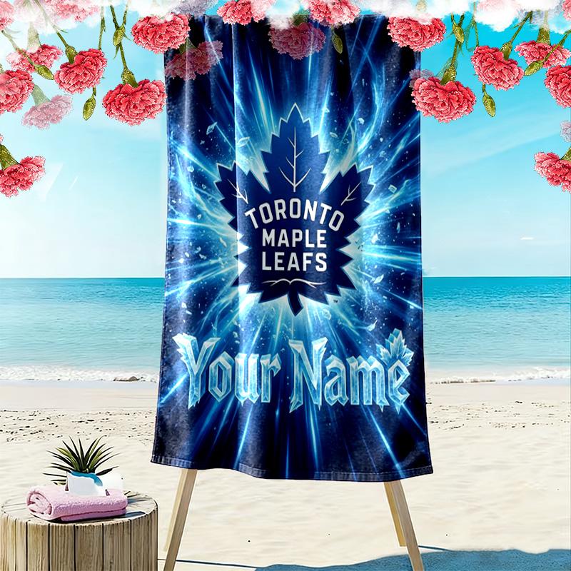 Name Custom Toronto Maple Leafs Print Beach Towel, Large Soft Quick Dry Towel for Beach Camping Swimming