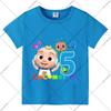 Cocomelons Sommerkleidung für Kinder Jungen Mädchen Geburtstag T-Shirts Cartoon Anime Muster Zahlen 1-9 Aufgedrucktes T-Shirt Mode Kurze Ärmel