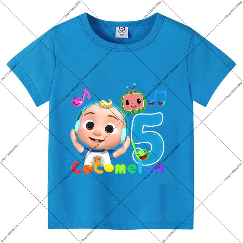 Cocomelons Sommerkleidung für Kinder Jungen Mädchen Geburtstag T-Shirts Cartoon Anime Muster Zahlen 1-9 Aufgedrucktes T-Shirt Mode Kurze Ärmel