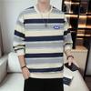 Hoodies with Round Neck Trendy Sweater Men's Spring and Autumn Round Neck Casual Long-sleeved T-shirt Couple Striped Pullover Loose Tops