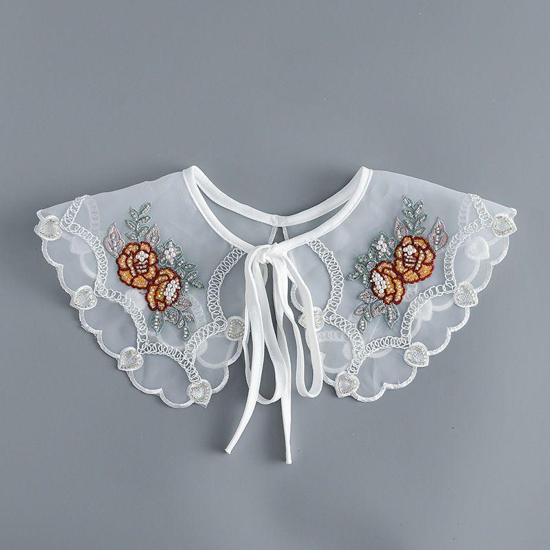 Vintage Ruffle Women Detachable Collar Tie Necklace Detachable Lapel Shirt Fake False Collar Woman Lace Tie Neckwear Nep Kraagie