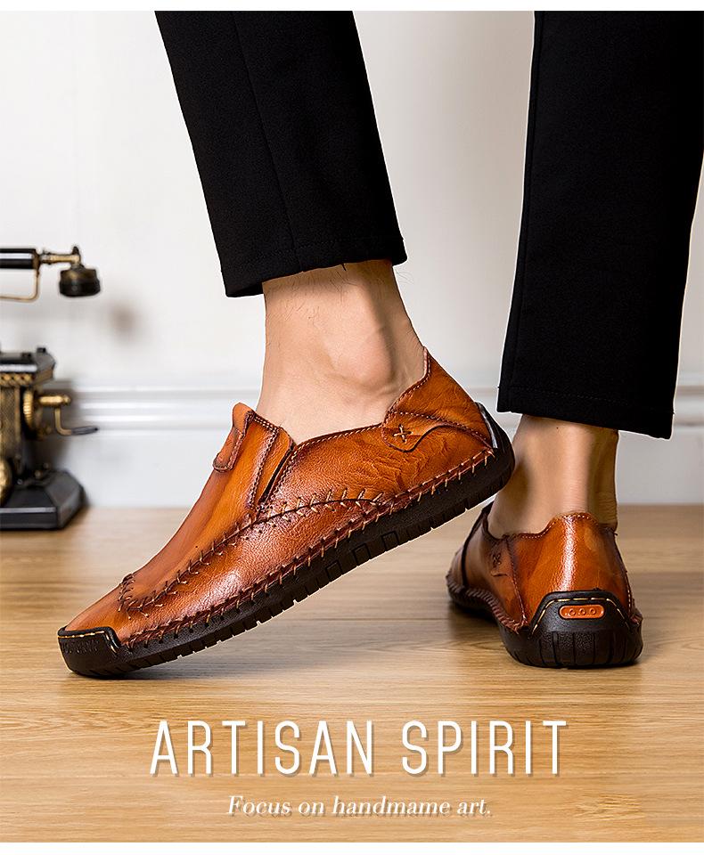 Spring 2020 Men's Large Size Leather Driving Moccasins - Retro Business Casual Shoes