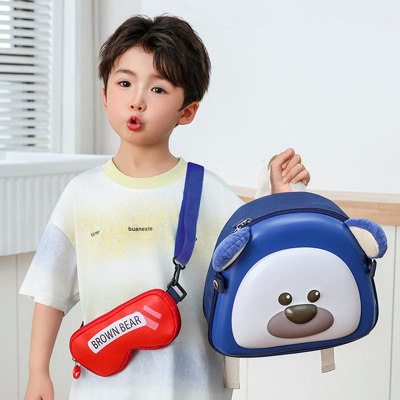 Cute Dog Pattern Kids Backpack With Colorful Stitching And Lightweight Design