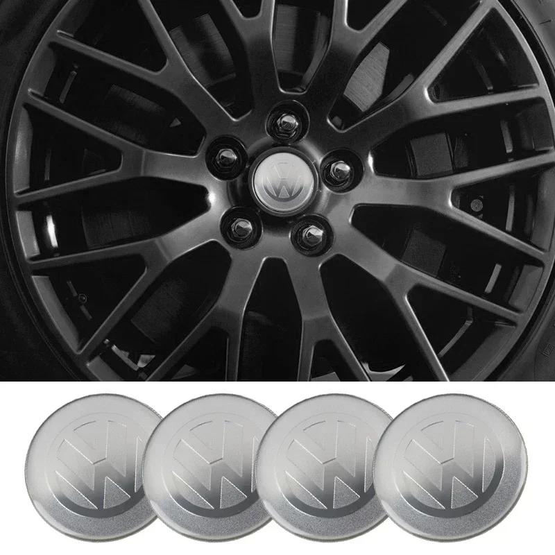 Hot 2025 New 4pcs Car Wheel Stickers 56mm Auto Center Hub Cap Decal For Volkswagen GTI R-Line R Polo T5 Golf Passat Scirocco Bee