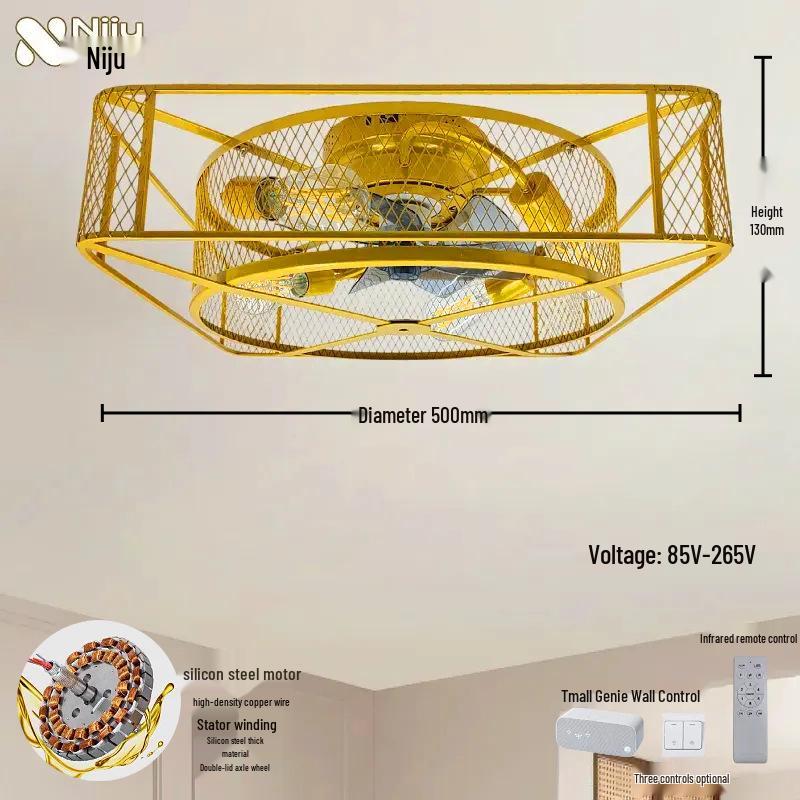 Retro Flush Mount Ceiling Fan Light with Remote - Antique Nostalgic Design for Home and Restaurant.