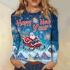 Women's Casual Fashion Sexy Comfortable Christmas Printed Round Neck Long Sleeve Top
