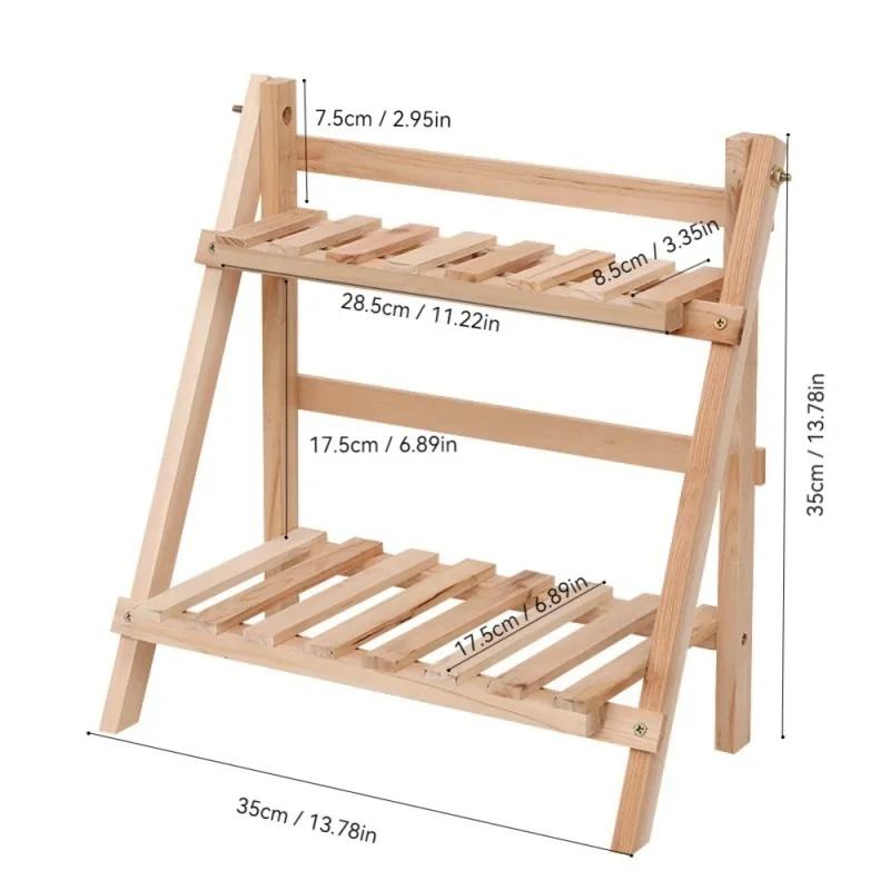 Wooden Desktop Storage Shelf 2-Tiers Foldable Multi-functional Trapezoidal Desk Display Rack Office Storage Rack Flower stand