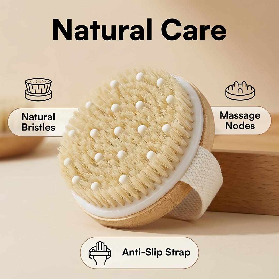 

1PC Dry Brush Body Brush for Lymphatic Drainage, Dry Skin, Cellulite, Blood Circulation, with Exfoliating Natural Bristles and Massaging Nodules