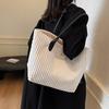 Elegant Solid Color Corduroy Tote Bag for Women Spacious Large Capacity Top Handle Daily Commute or Shopping Shoulder Bag CLE