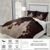 3pcs Duvet cover set printed with plush cow pattern,brown grey splicing,for bedroom and hotel,essential for animal enthusiasts
