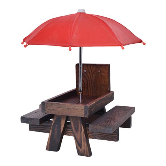 Squirrel Feeder with Umbrella Large Capacity Chipmunk Picnic Table Feeder Rustic Outdoor Squirrel Feeder for Corn Cob Nuts