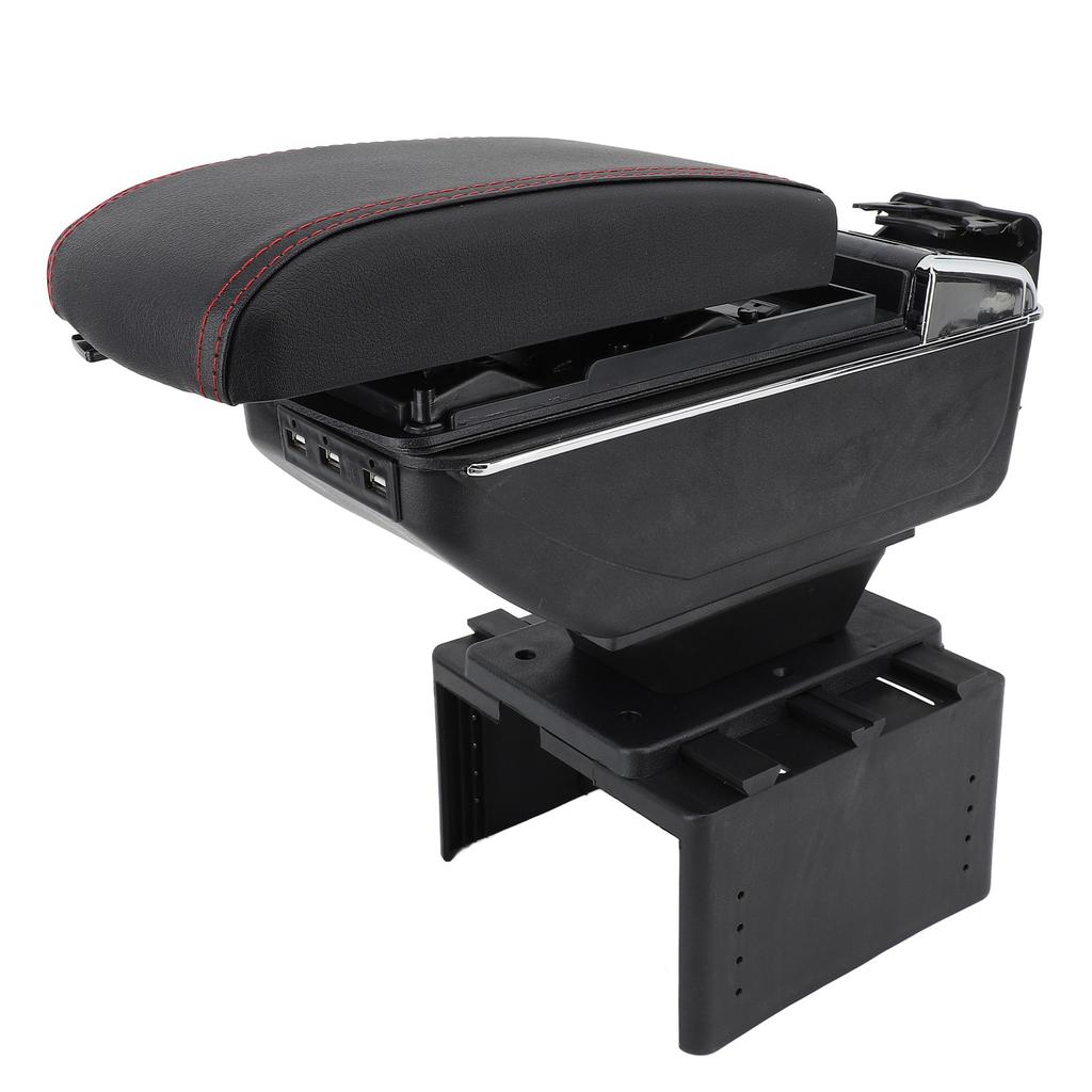 Przedni Podłokietnik Konsoli Środkowej Pudełko Rozsuwany Podłokietnik Organizer Pojemnik do Przechowywania Uniwersalne Dopasowanie do Większości Pojazdów Czerwona Linia