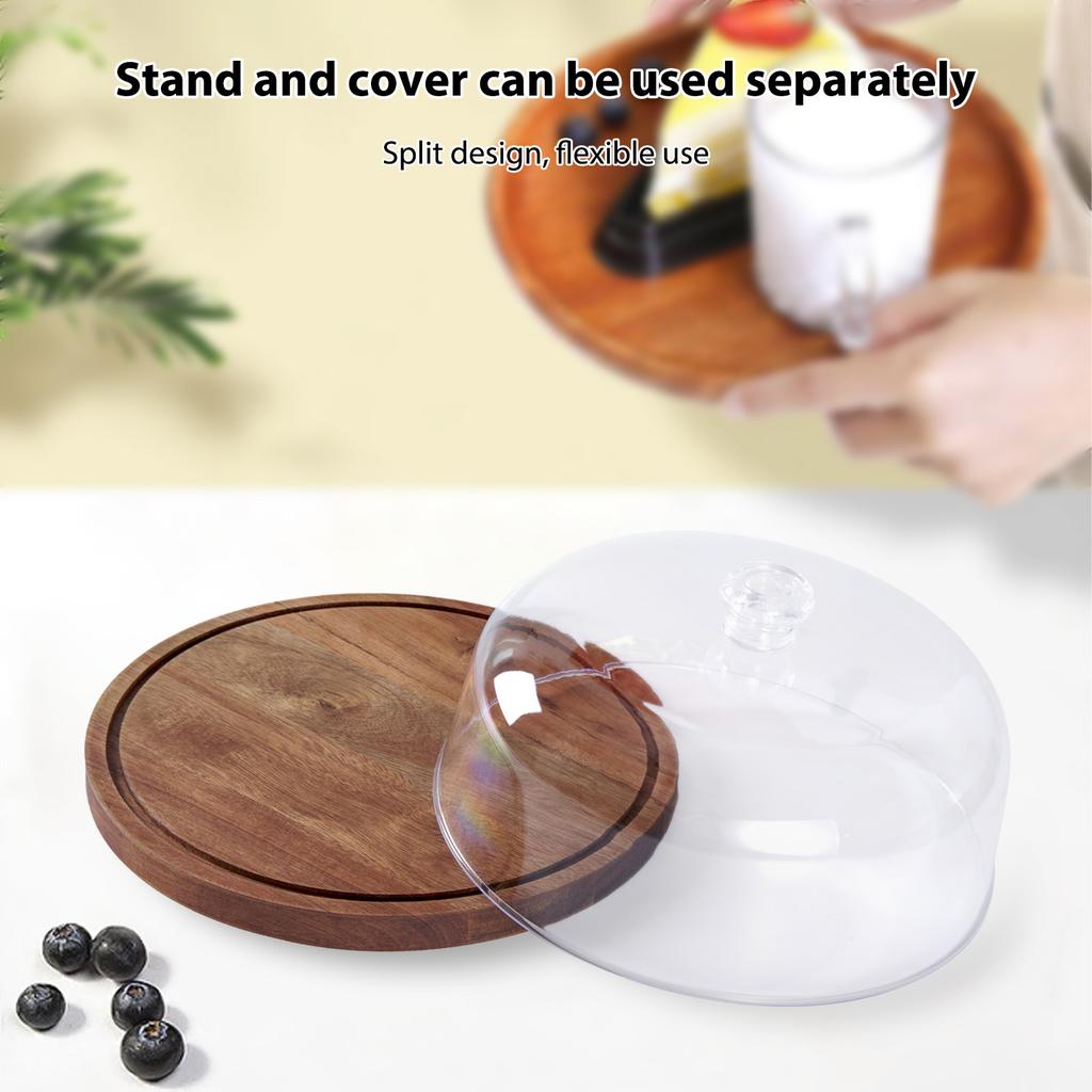 Cake Stand with Lid Wood 12in Round Cake Holder 2 in 1 Dessert Table Display Set and Charcuterie Board with Large