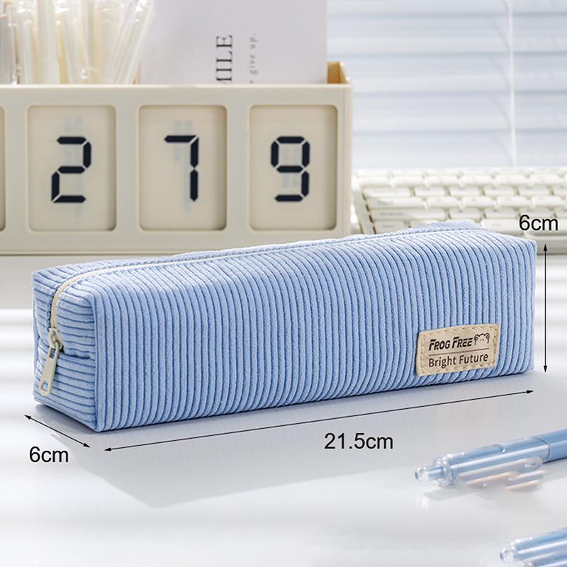 

Ретро вельветовый однотонный пенал Минималистичная сумка для хранения канцелярских принадлежностей Пенал-косметичка Большой вместимости светло-синий