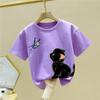 Summer Kids Cotton Short Sleeve T Shirt Cute Cat Print Boys Girls Half Sleeve Top