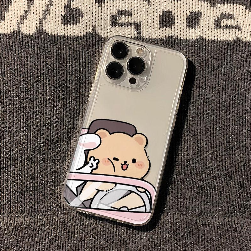 

Cute Rabbit Bear Clear Phone Case for iPhone 14/15/16/17 Pro Max, Fine Hole Design, 7/8 Cartoon 15p/14p Compatible. iPhone 14 Pro Max