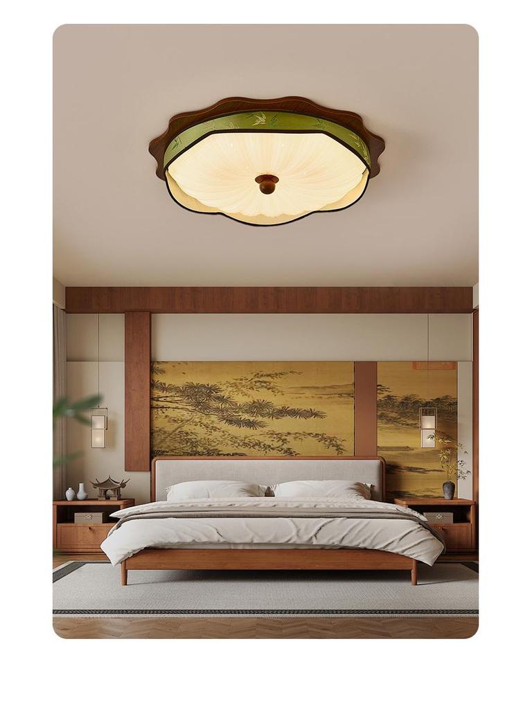Vintage Walnut Wabi-Sabi Style Ceiling Light for Bedroom or Children's Room