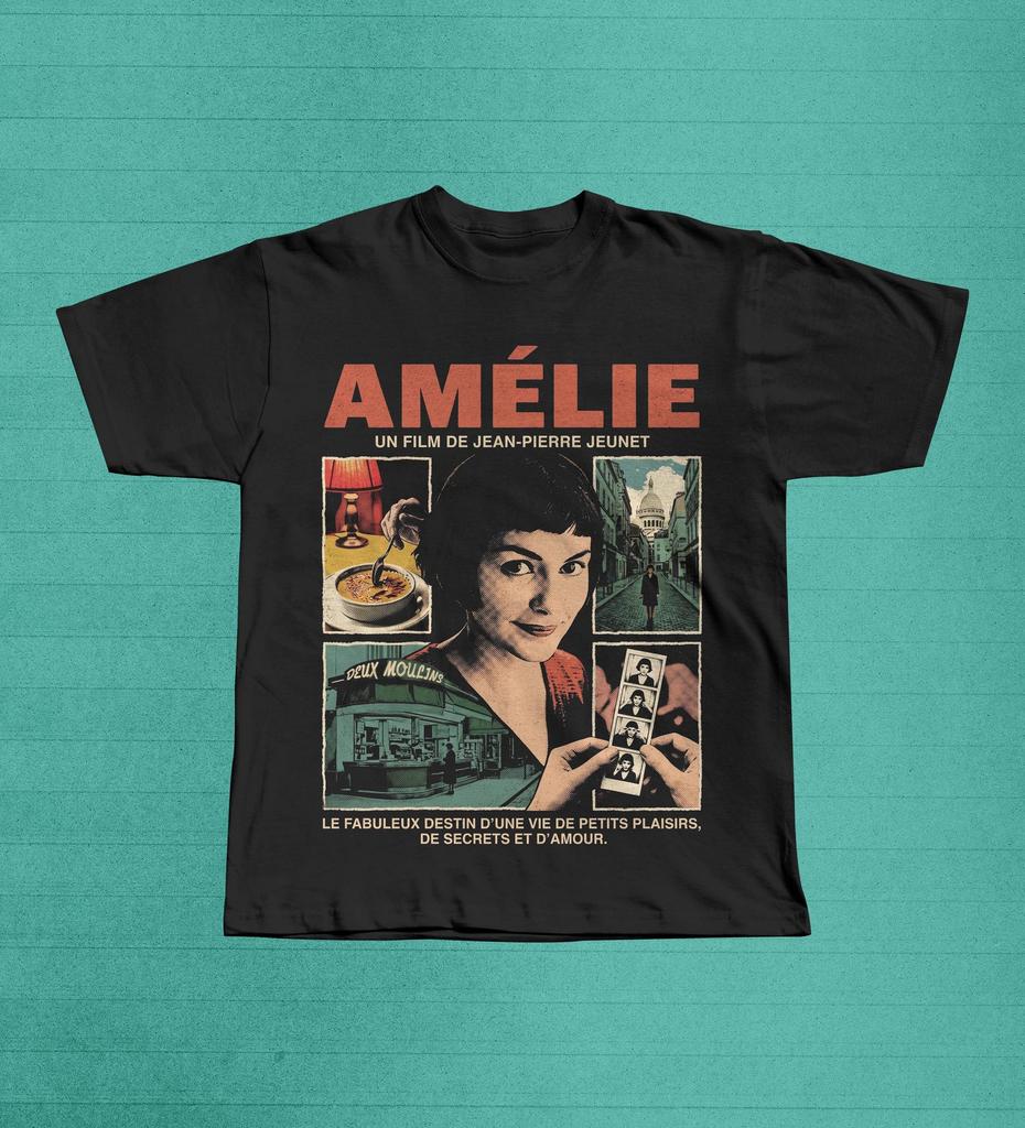 Camiseta do Filme Amélie 2001, Camiseta Gráfica de Filme Francês, Camisa Retro Cinema Montmartre