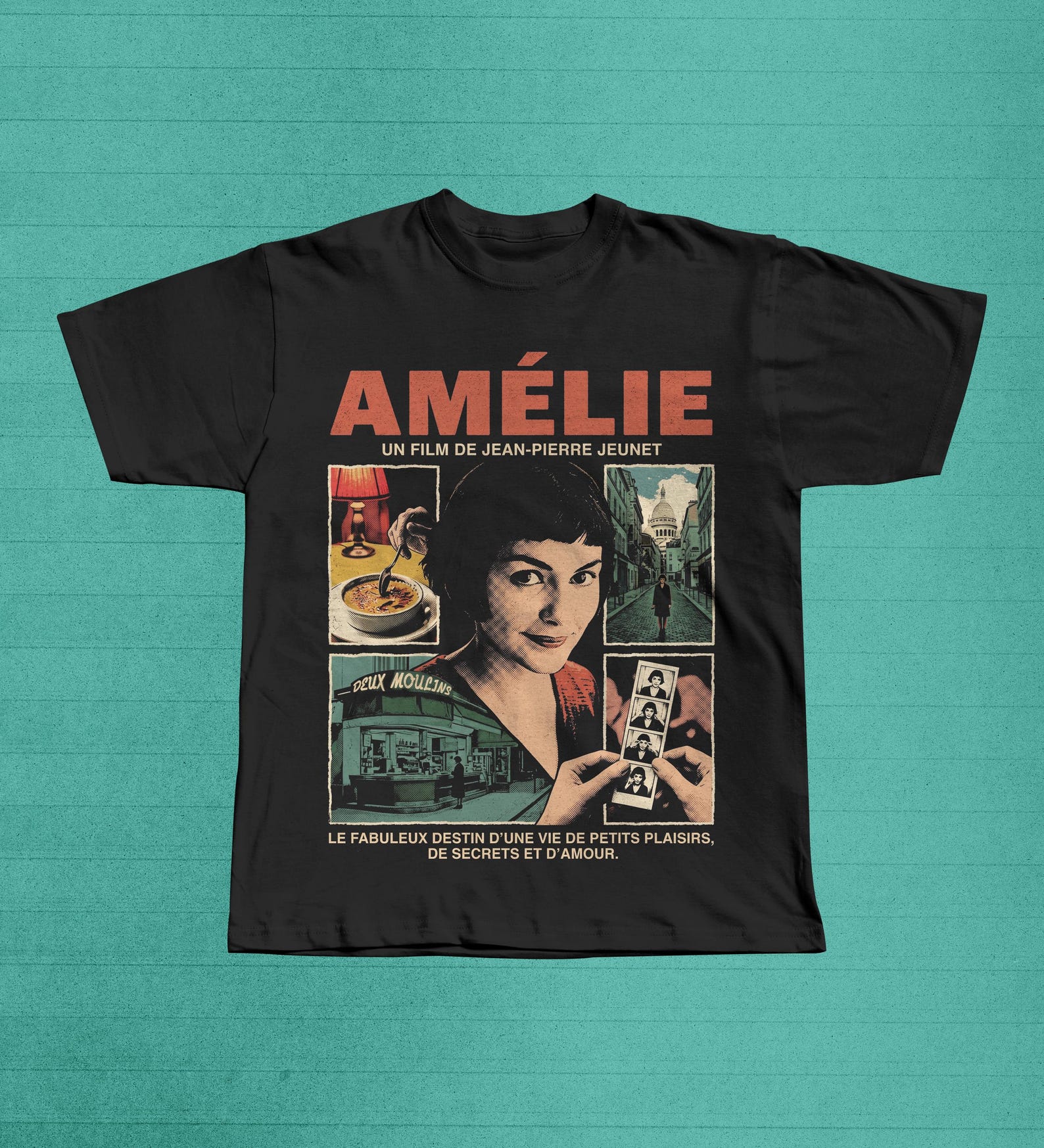 Amélie 2001 Movie T-Shirt, French Film Graphic Tee, Retro Cinema Montmartre Shirt S